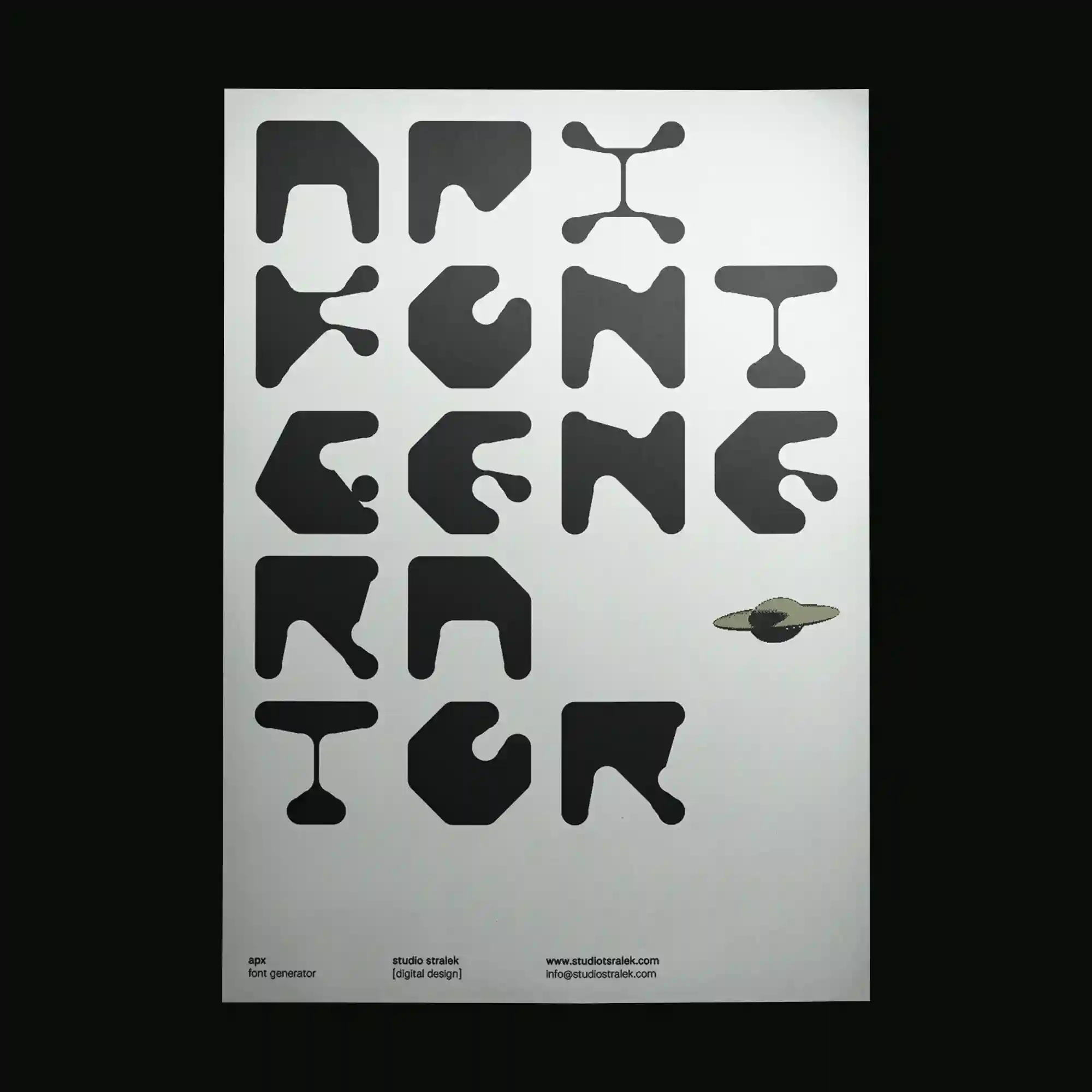 APX – Plakat mit großformatiger experimenteller Schrift